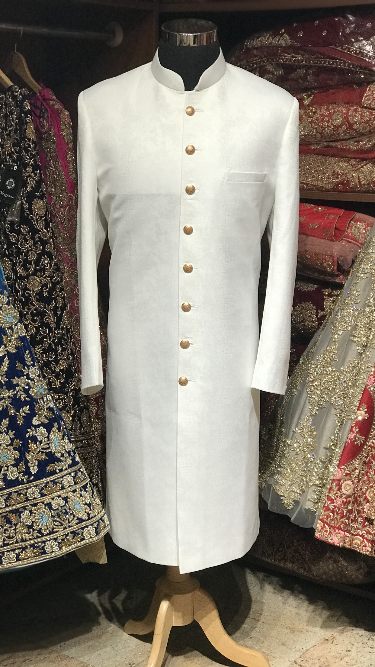 White Brocade Sherwani