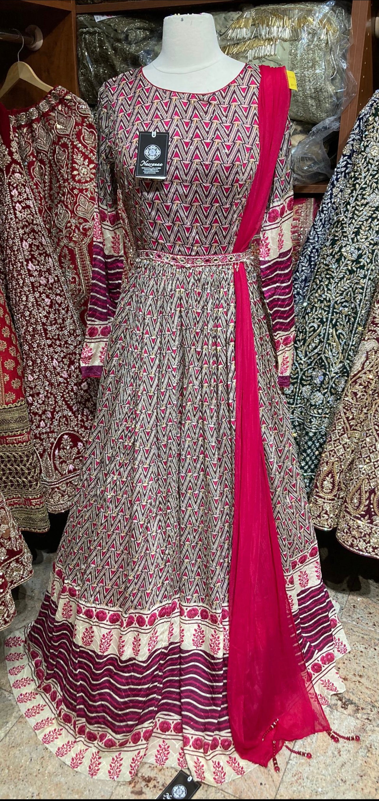 Printed Pink Anarkali PWA-120