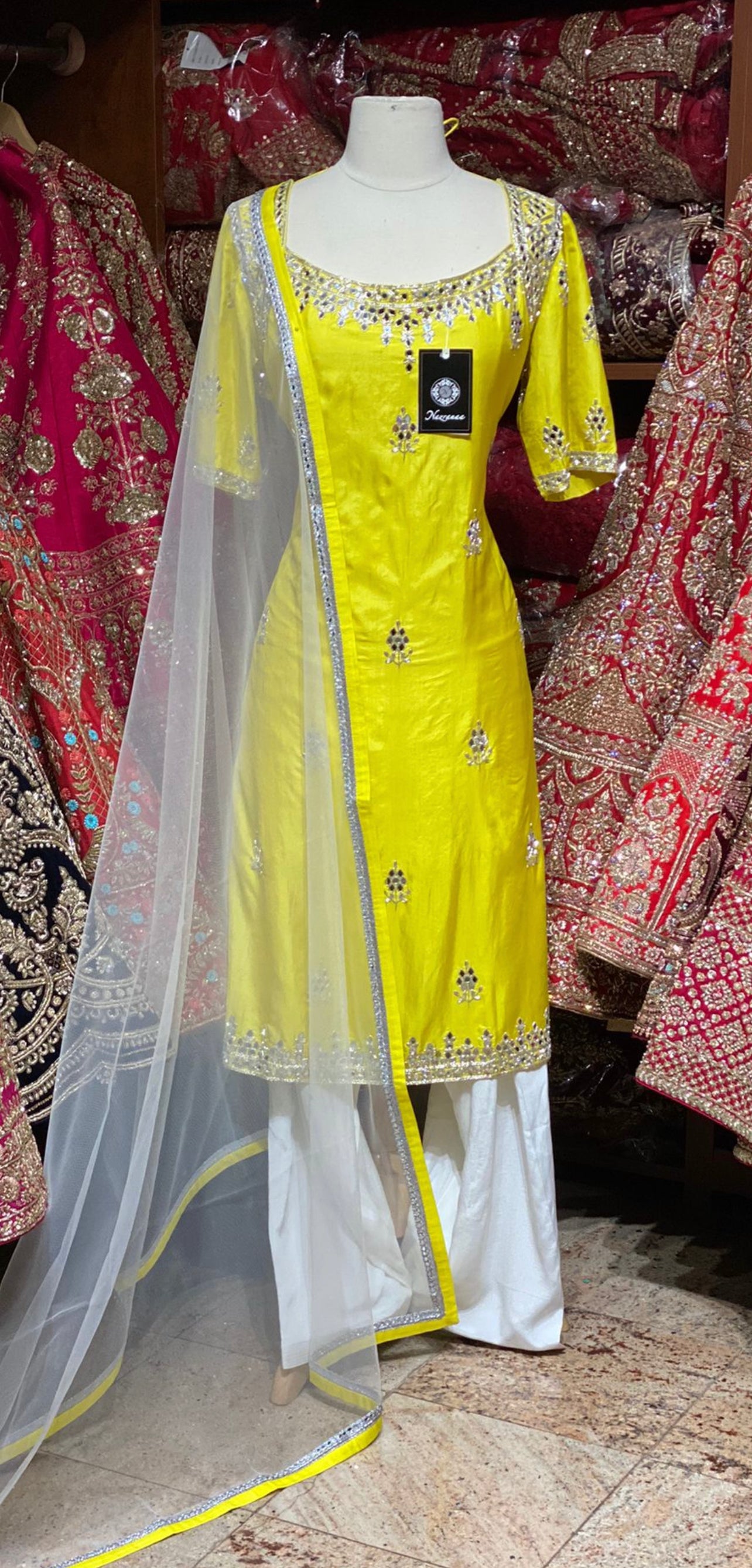 Neon Yellow Party Wear Suit Collection PWS-091