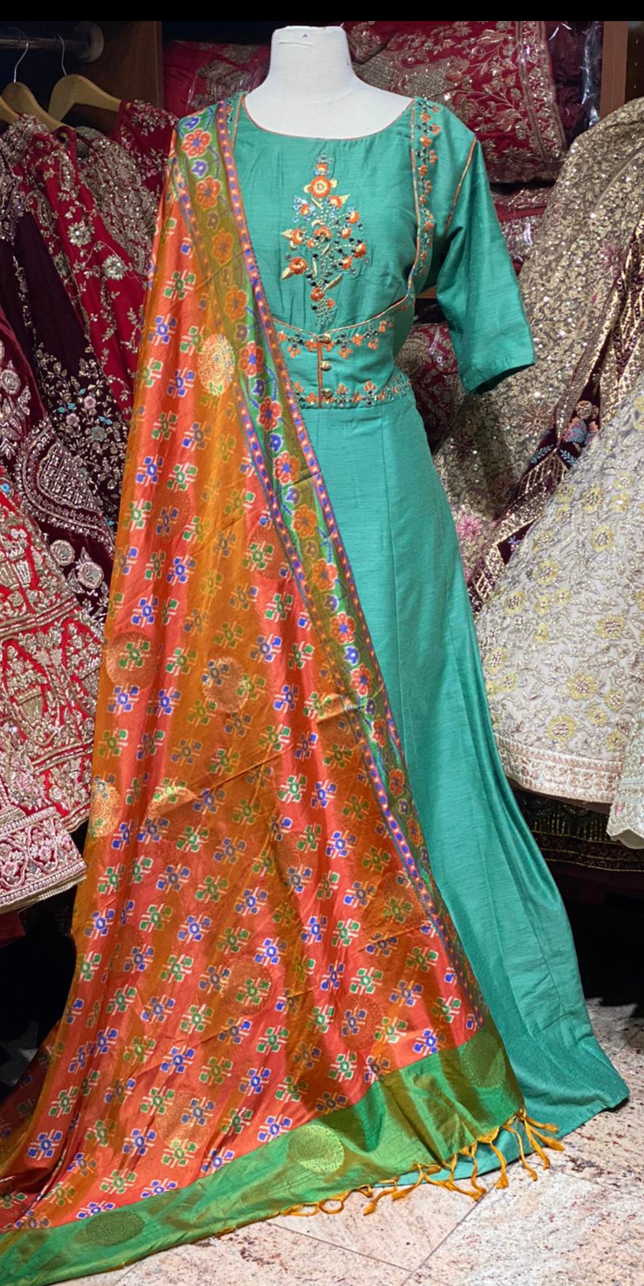 Turquoise Blue Anarkali PWA-080