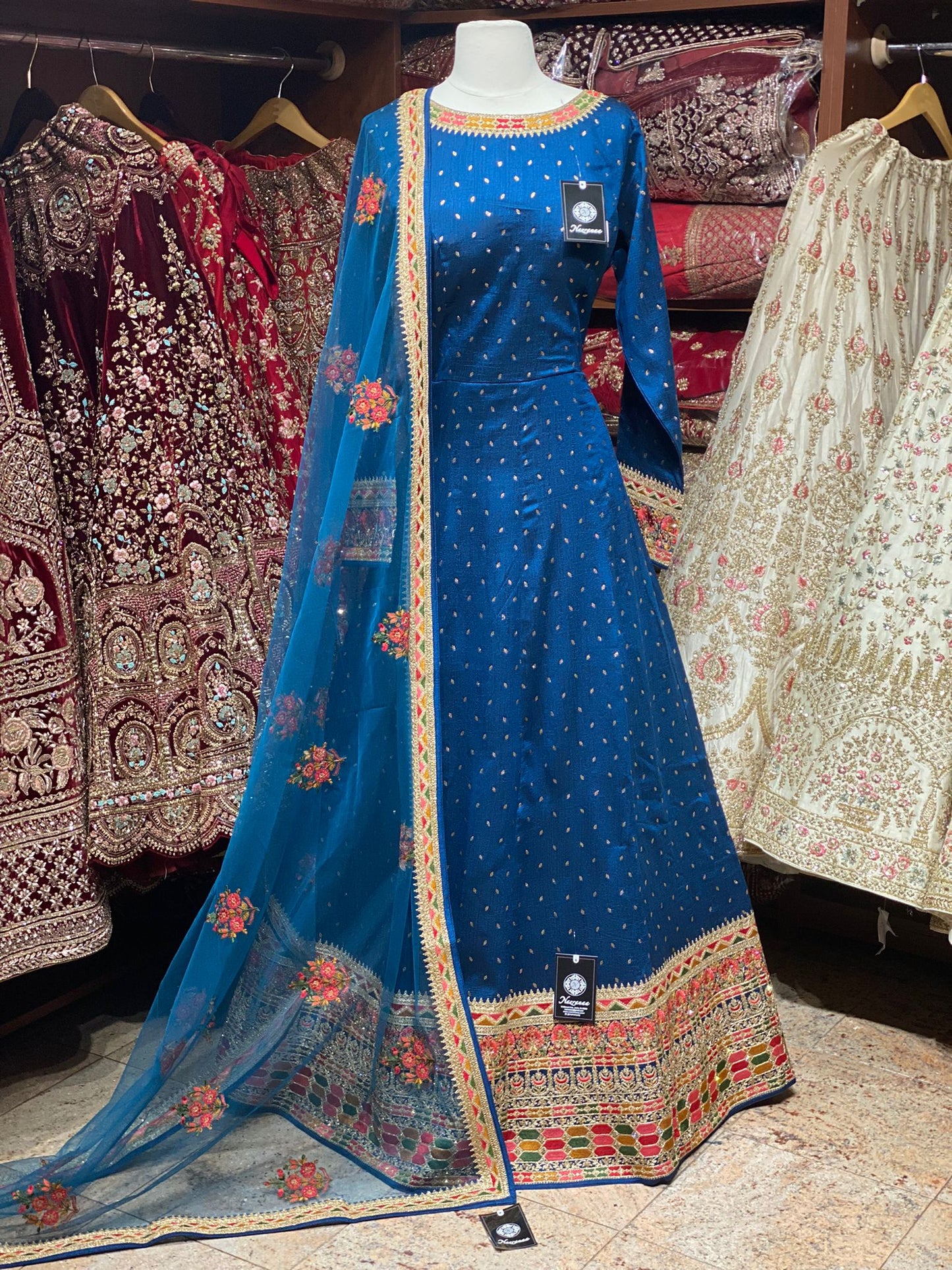 Teal Blue Anarkali PWA-101