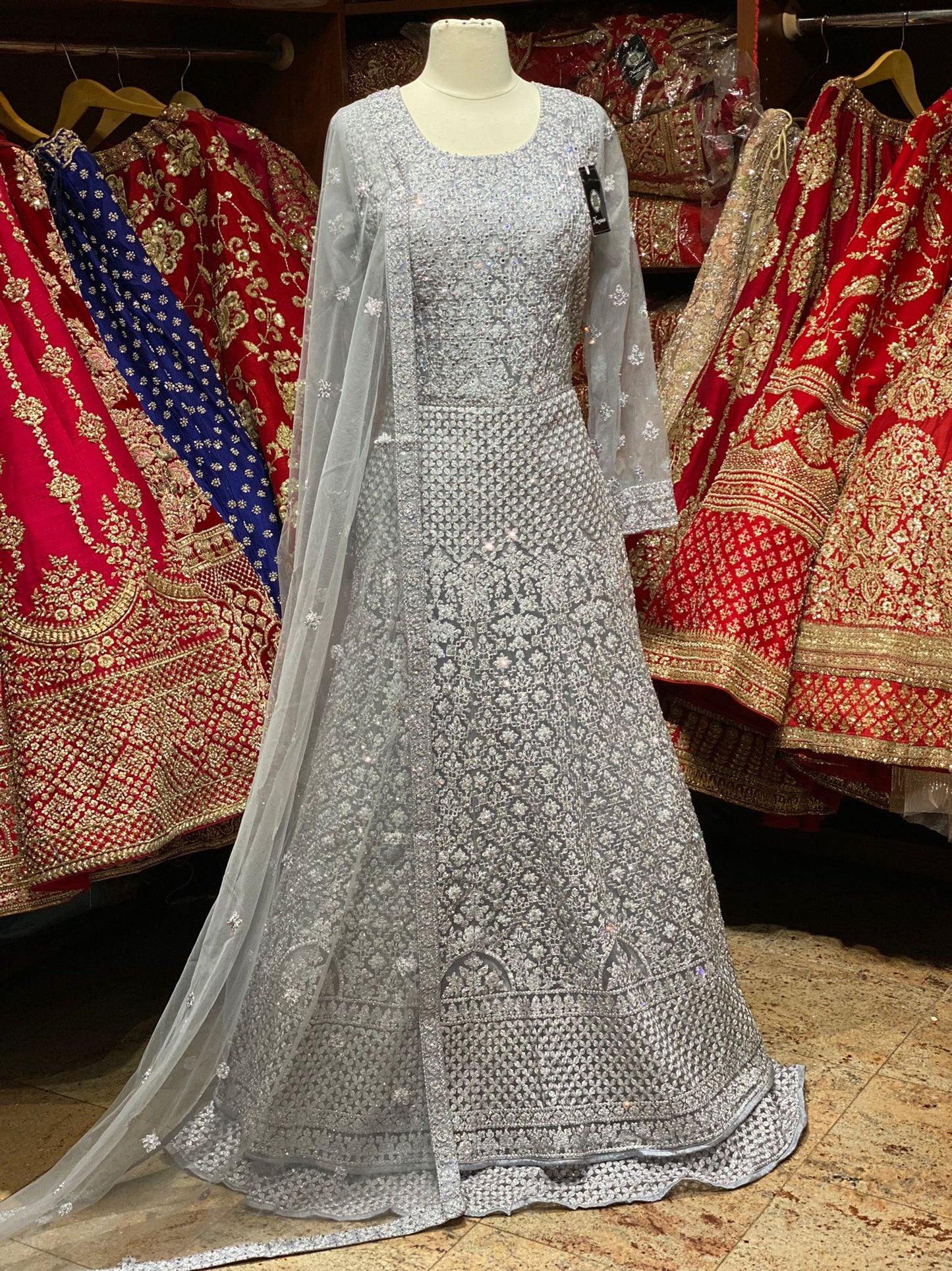 Slate Grey Anarkali PWA-047