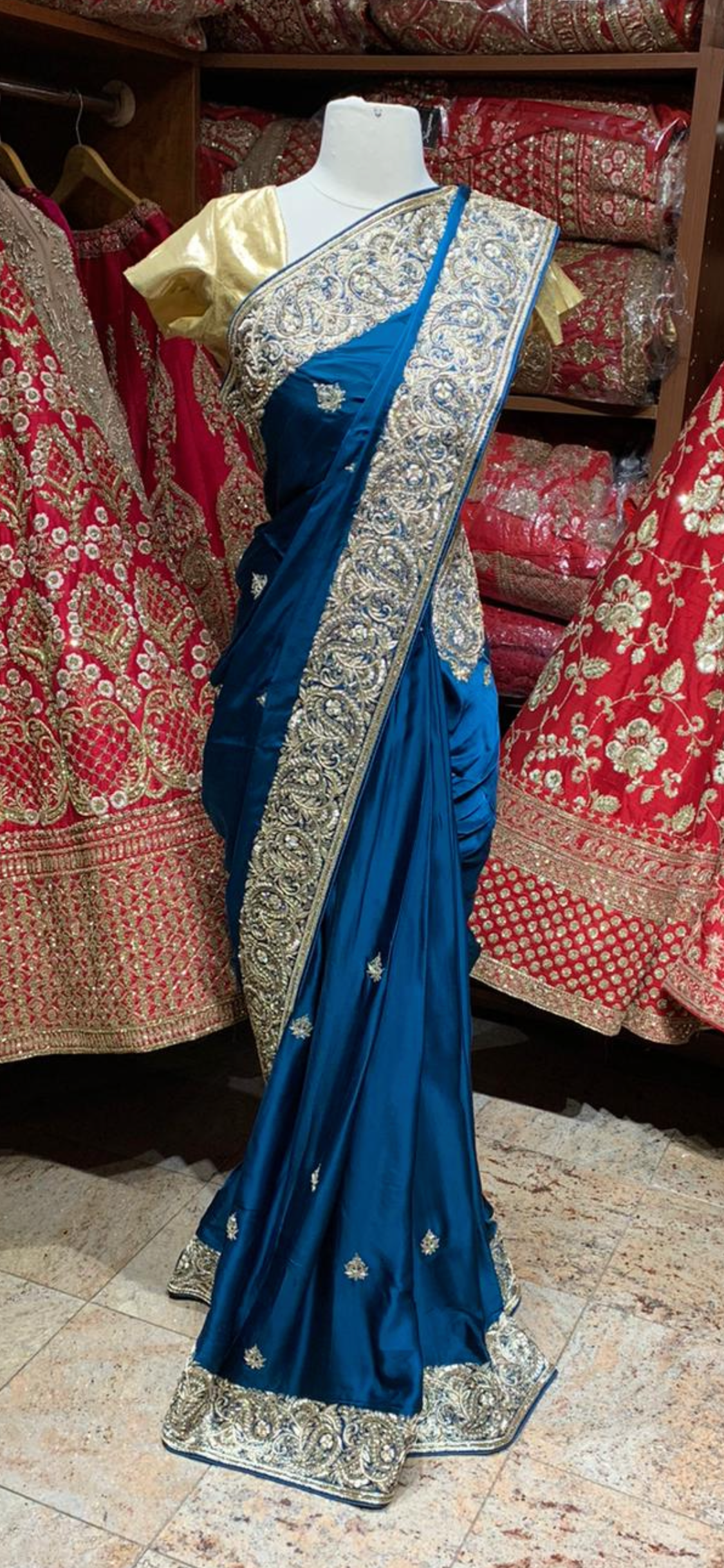 Teal Blue Saree PWS-056