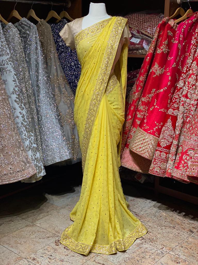 Pineapple Yellow Georgette Saree