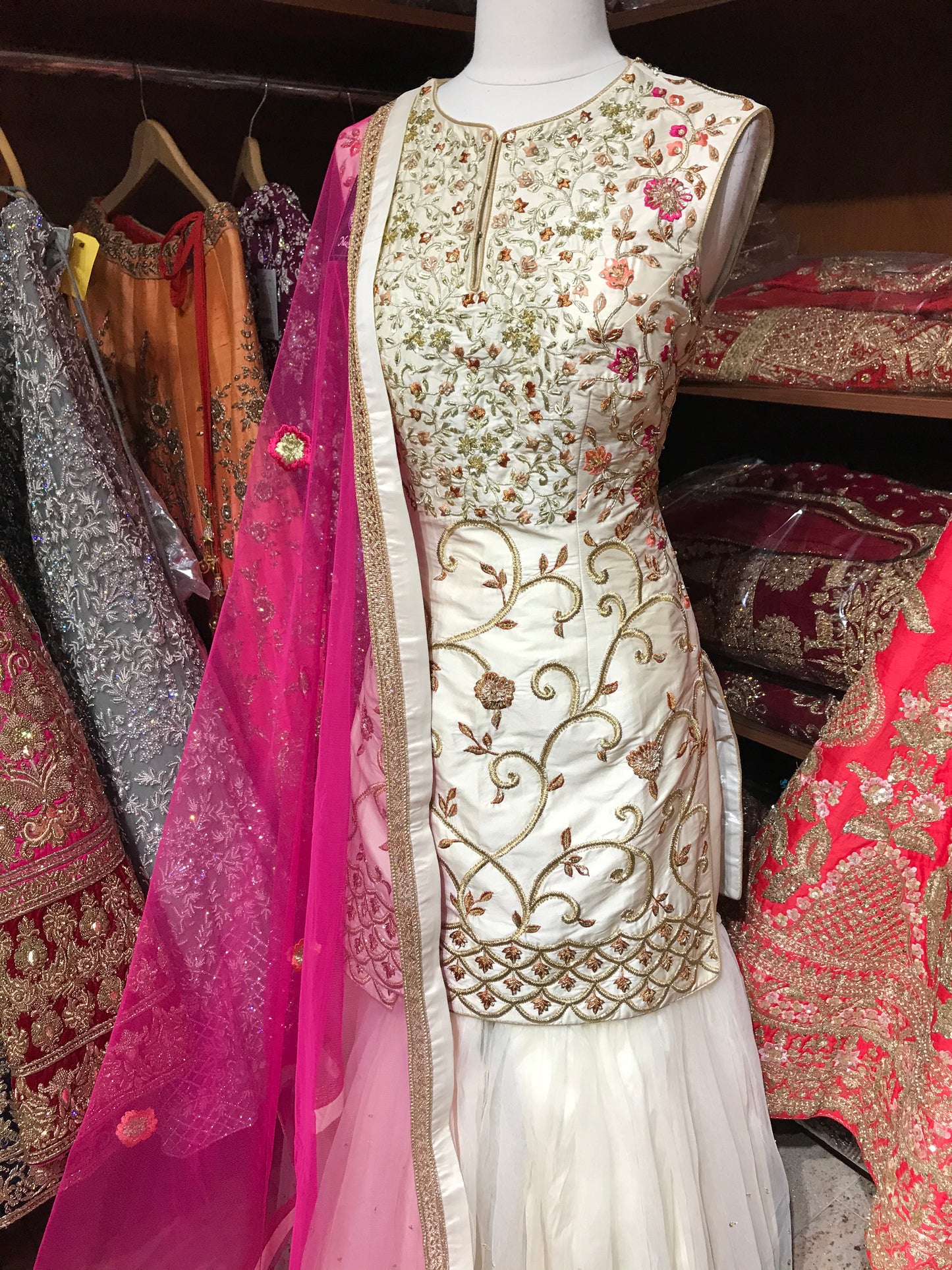 Ivory Pink Size 38 Bridal Gharara