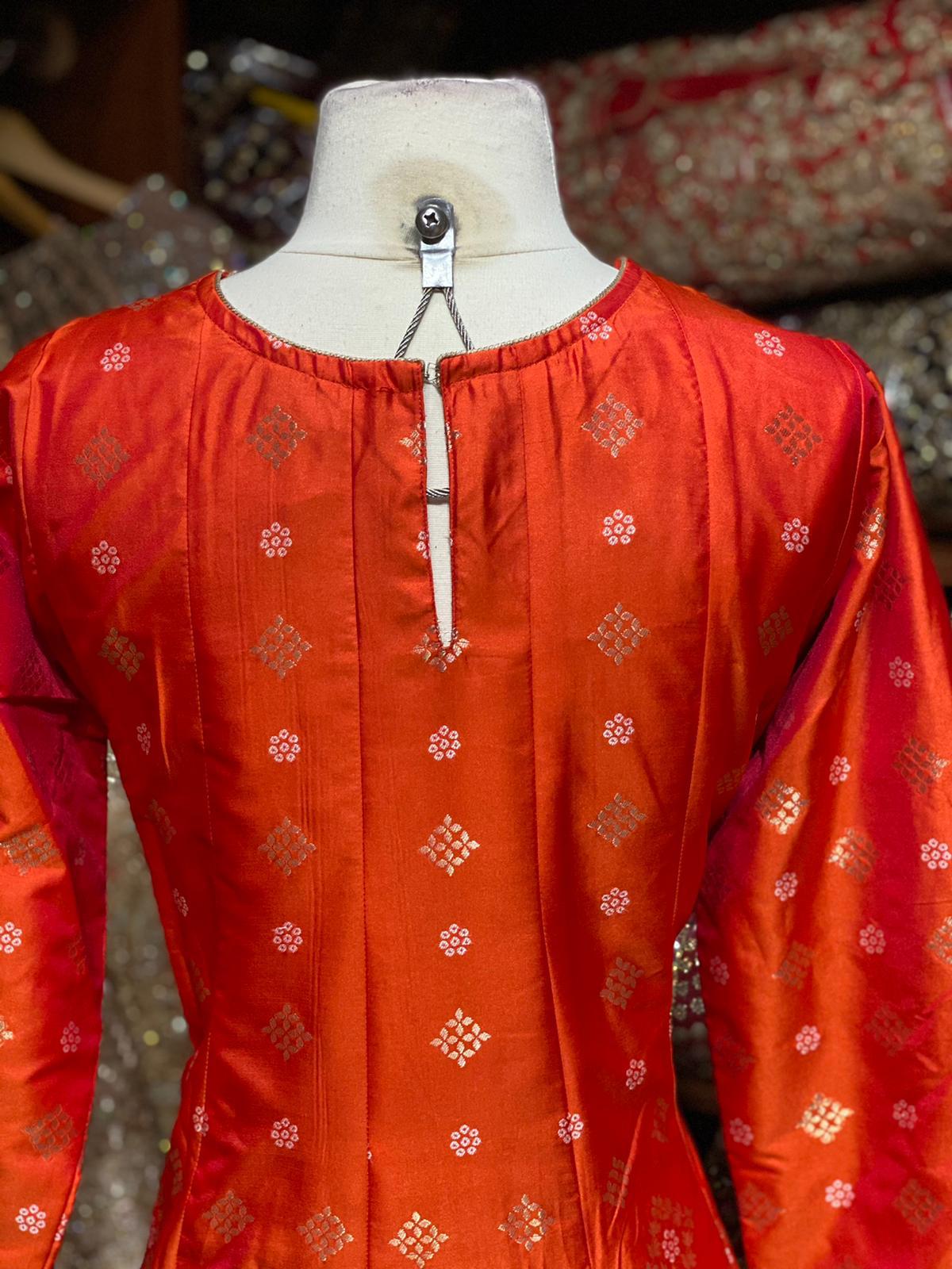 Orange and Hot Pink XXL Anarkali PWA-011