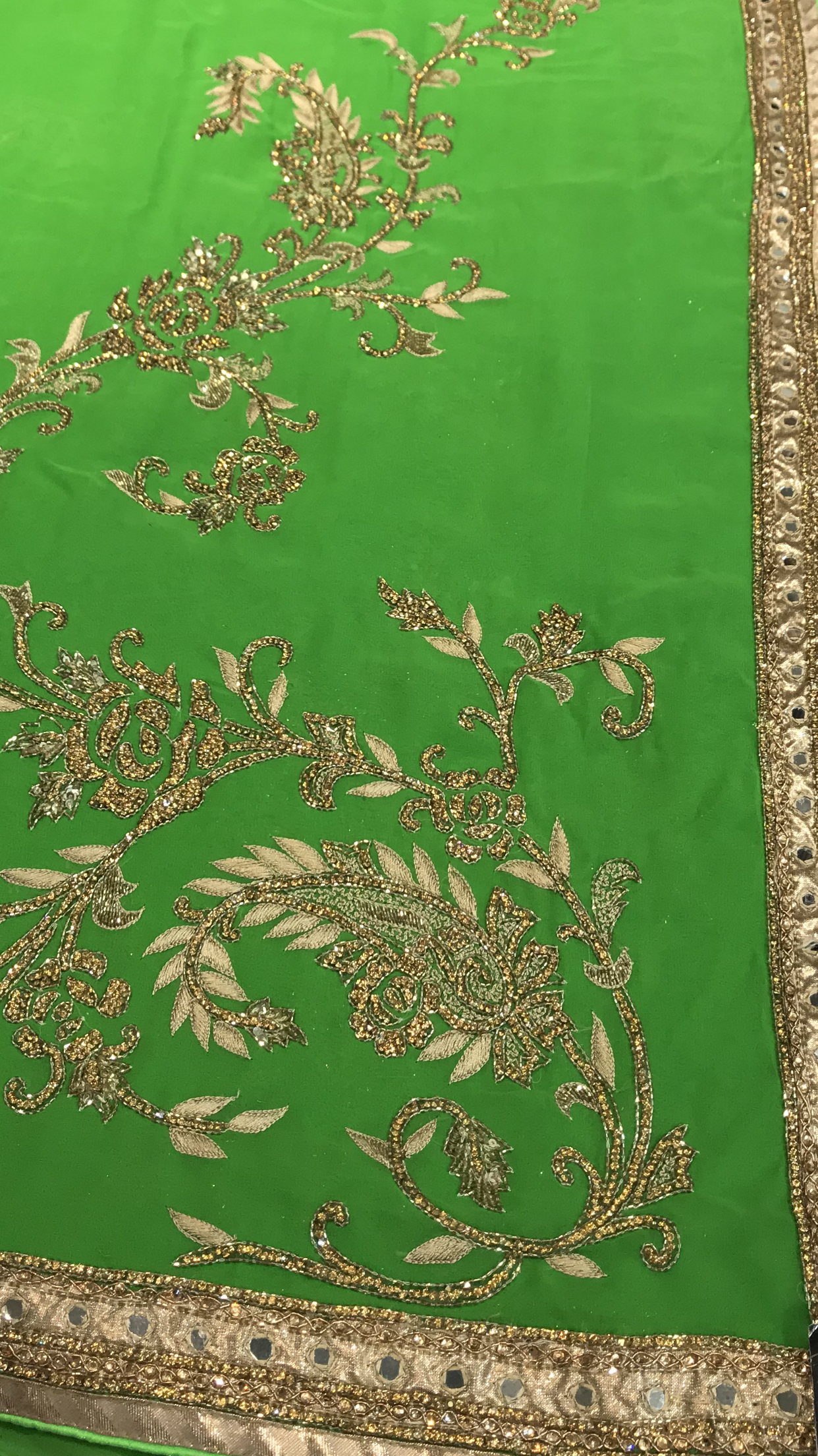 Green Georgette Stonework Saree