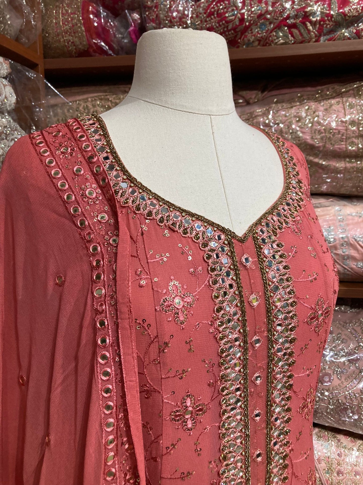 Coral Peach Anarkali PWA-133