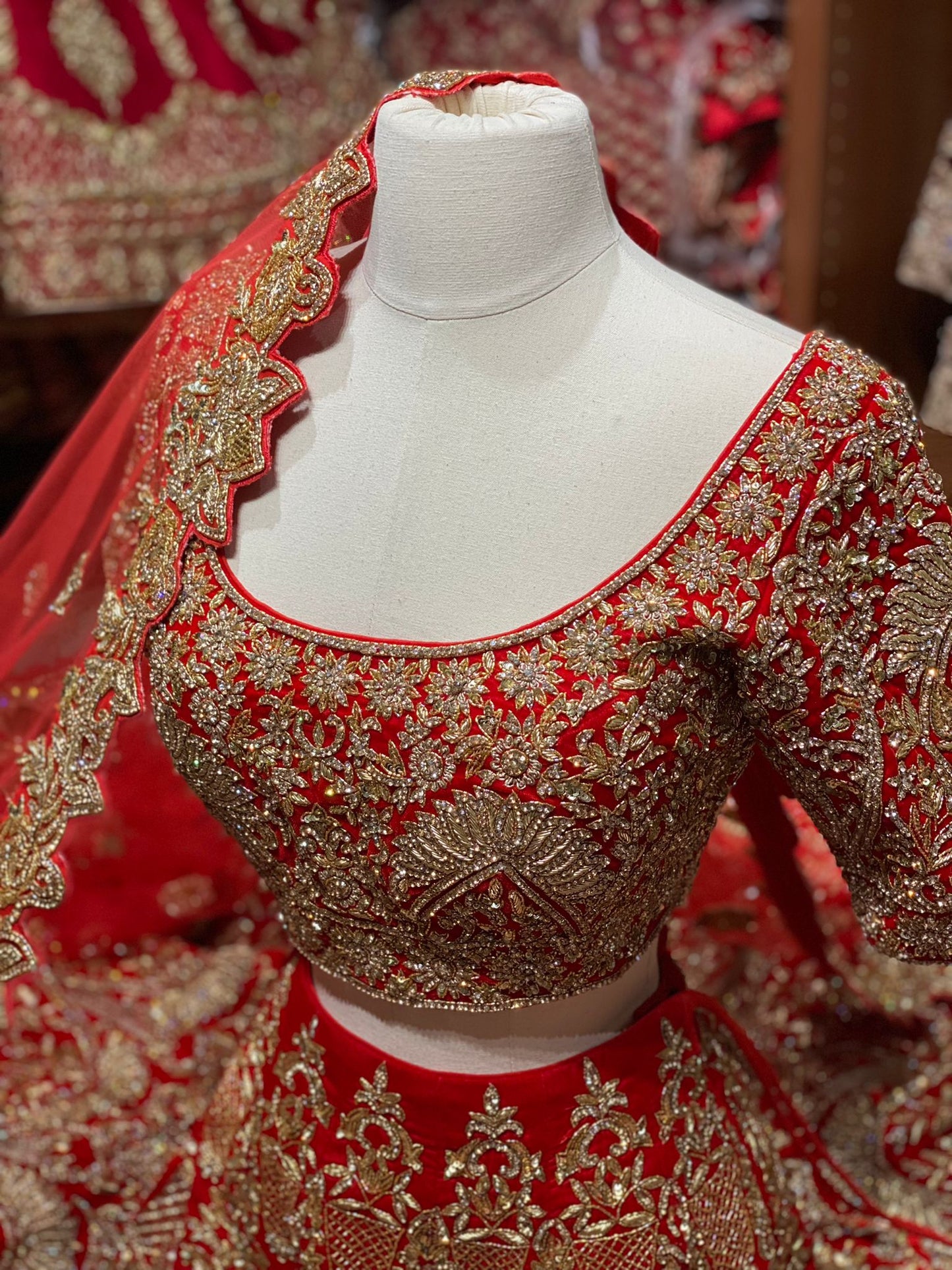 Traditionally Royal Red Luxury Collection Bridal Wear Lehenga BWL- 219