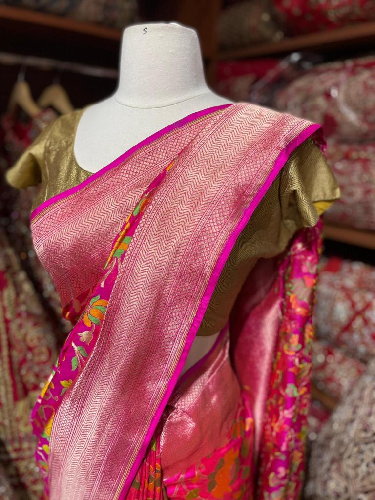 Dark Pink Saree BS-012