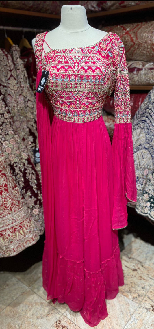 Neon Pink Anarkali PWA-107