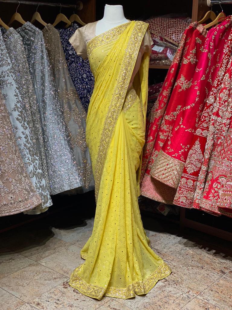 Pineapple Yellow Georgette Saree