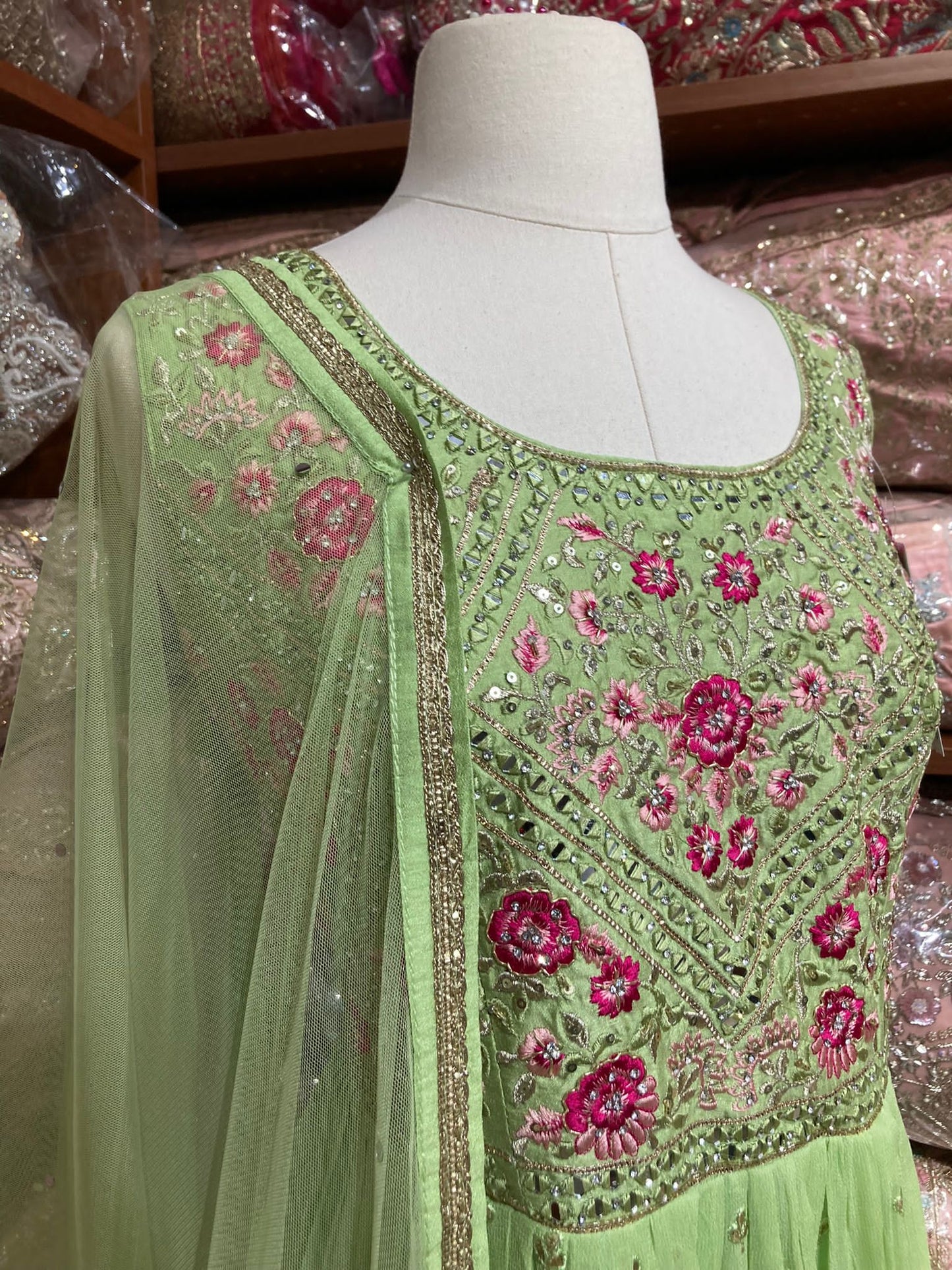 Pastel Green Anarkali PWA-136