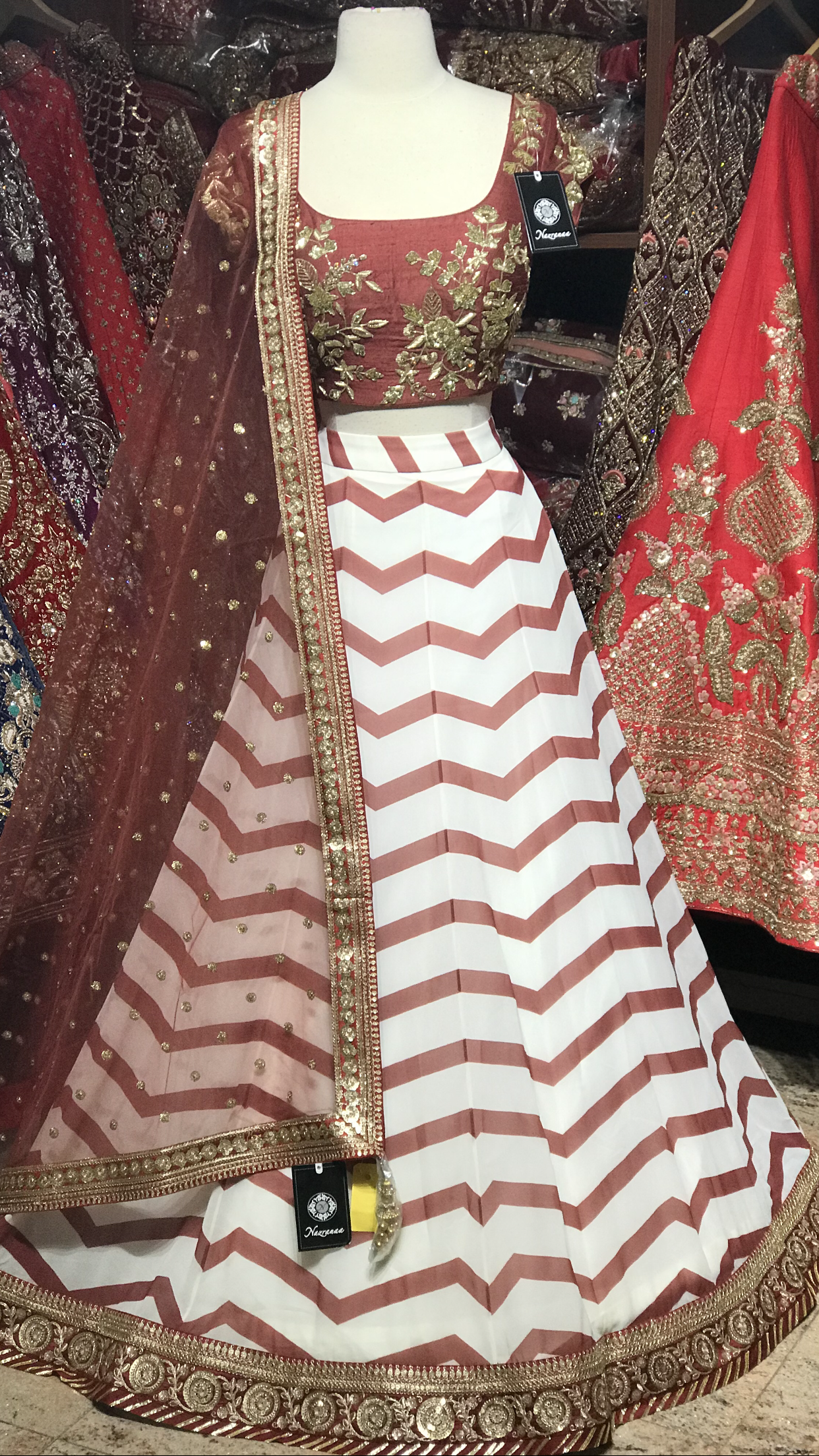 Rustic Maroon Size 38 Printed Lehenga