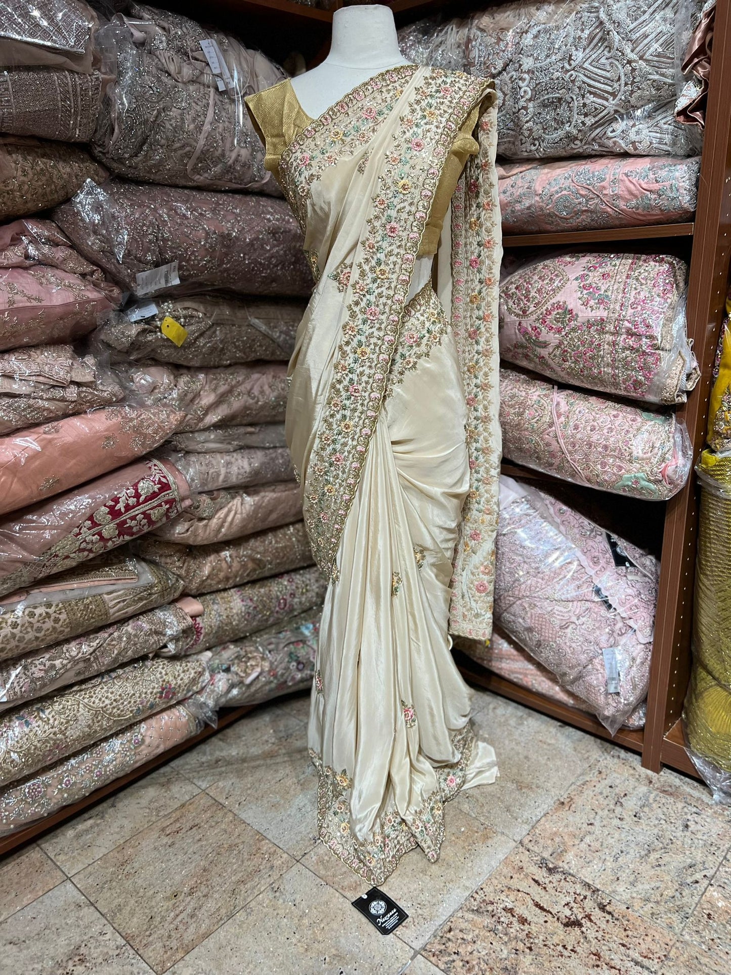 Light Taupe Cream Saree PWS-194