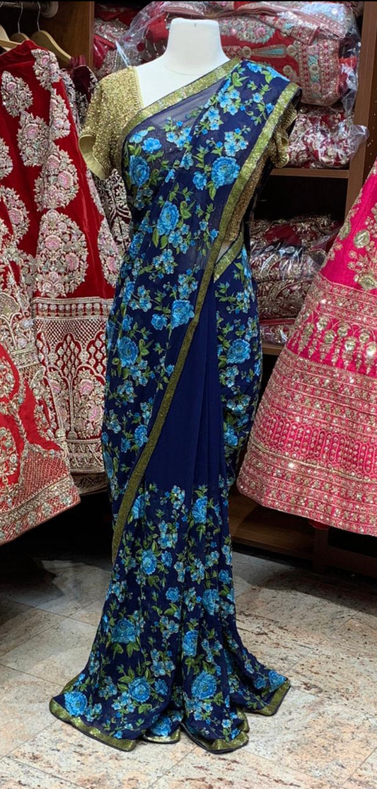 Navy Blue Saree PWS-064