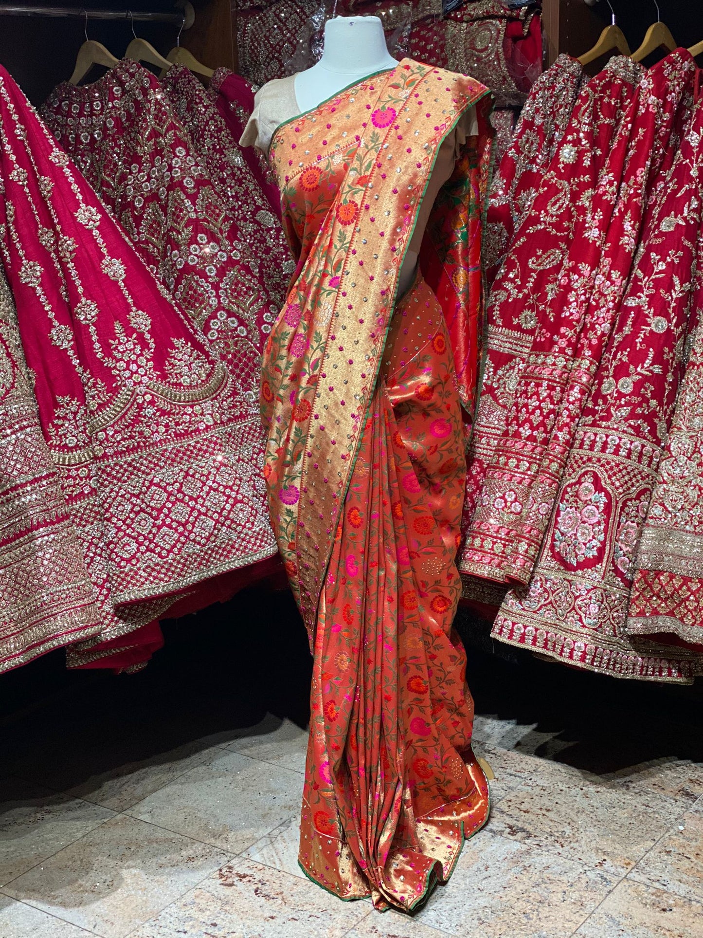 Tangerine Orange Saree PWS-097