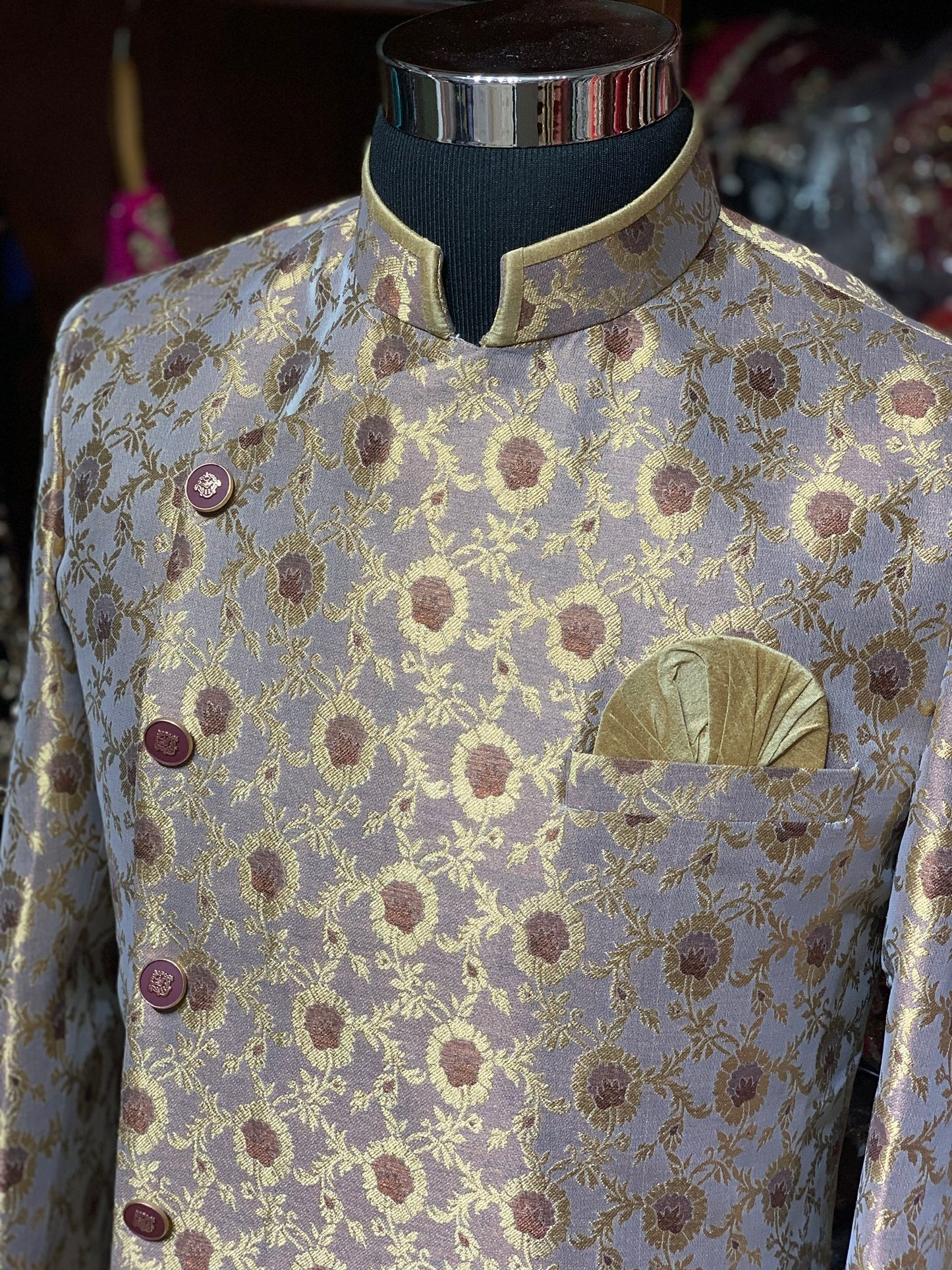 Purple Brocade Sherwani