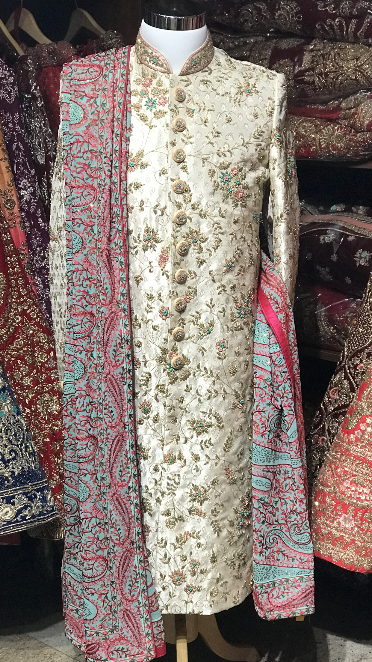 Ivory Multi-Color Sherwani