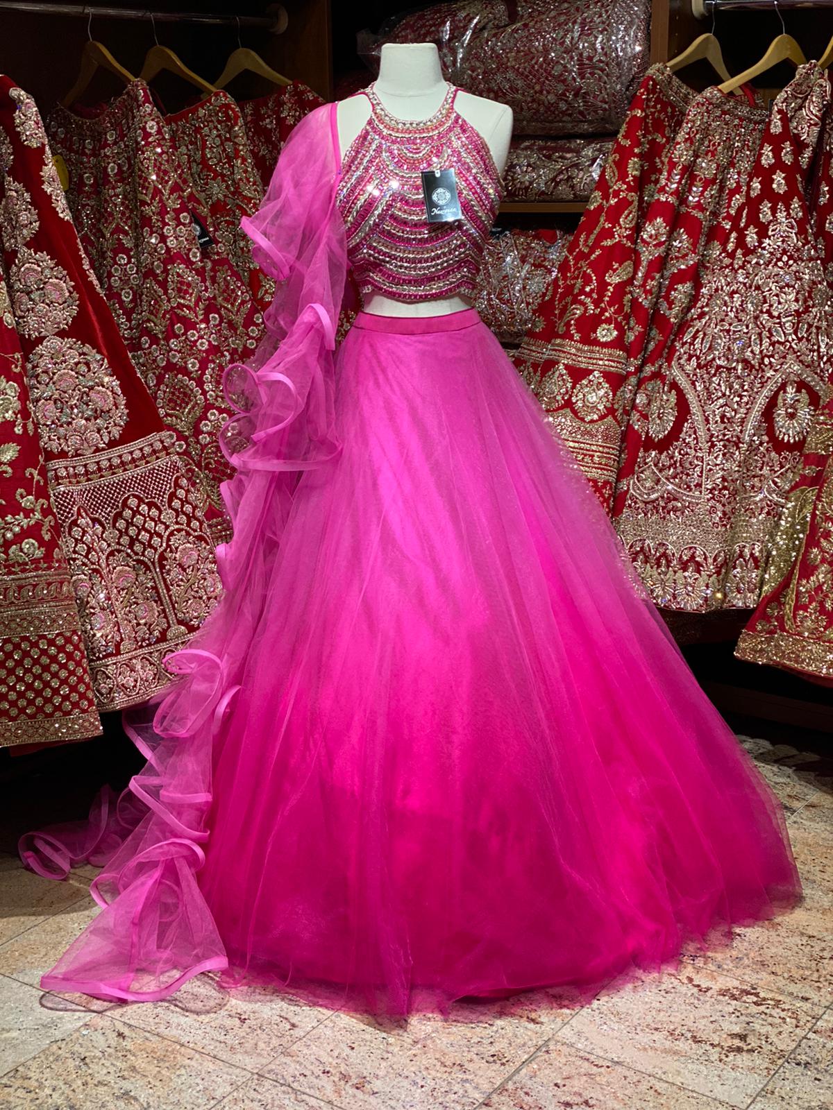 Deep Pink Ruffles Party Wear Lehenga PWL-117