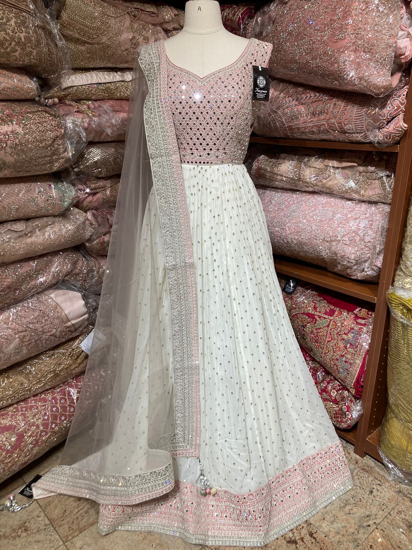 Daisy White Black Anarkali PWA-155