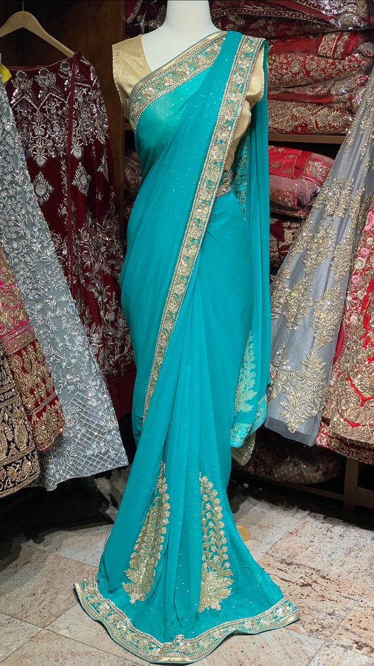 Teal Georgette Saree