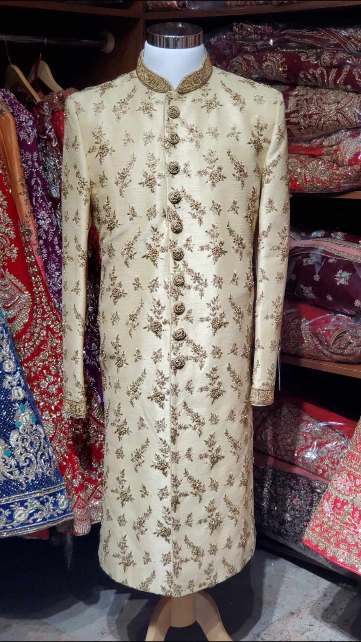 Gold Floral Embroidery Sherwani