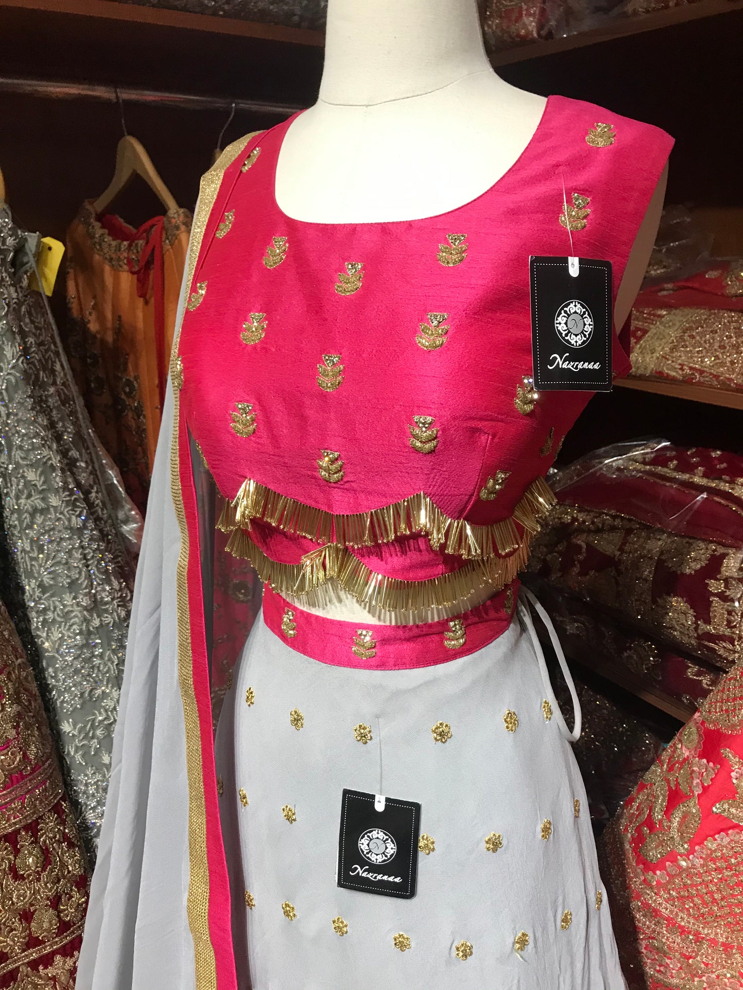 Pink Grey Size 38 Lehenga