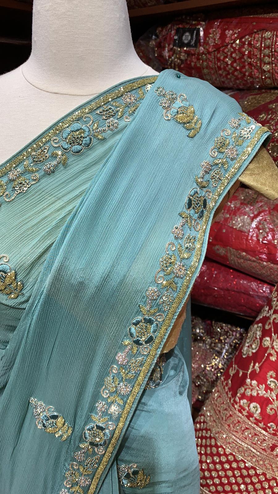 Sea Green Saree PWS-054