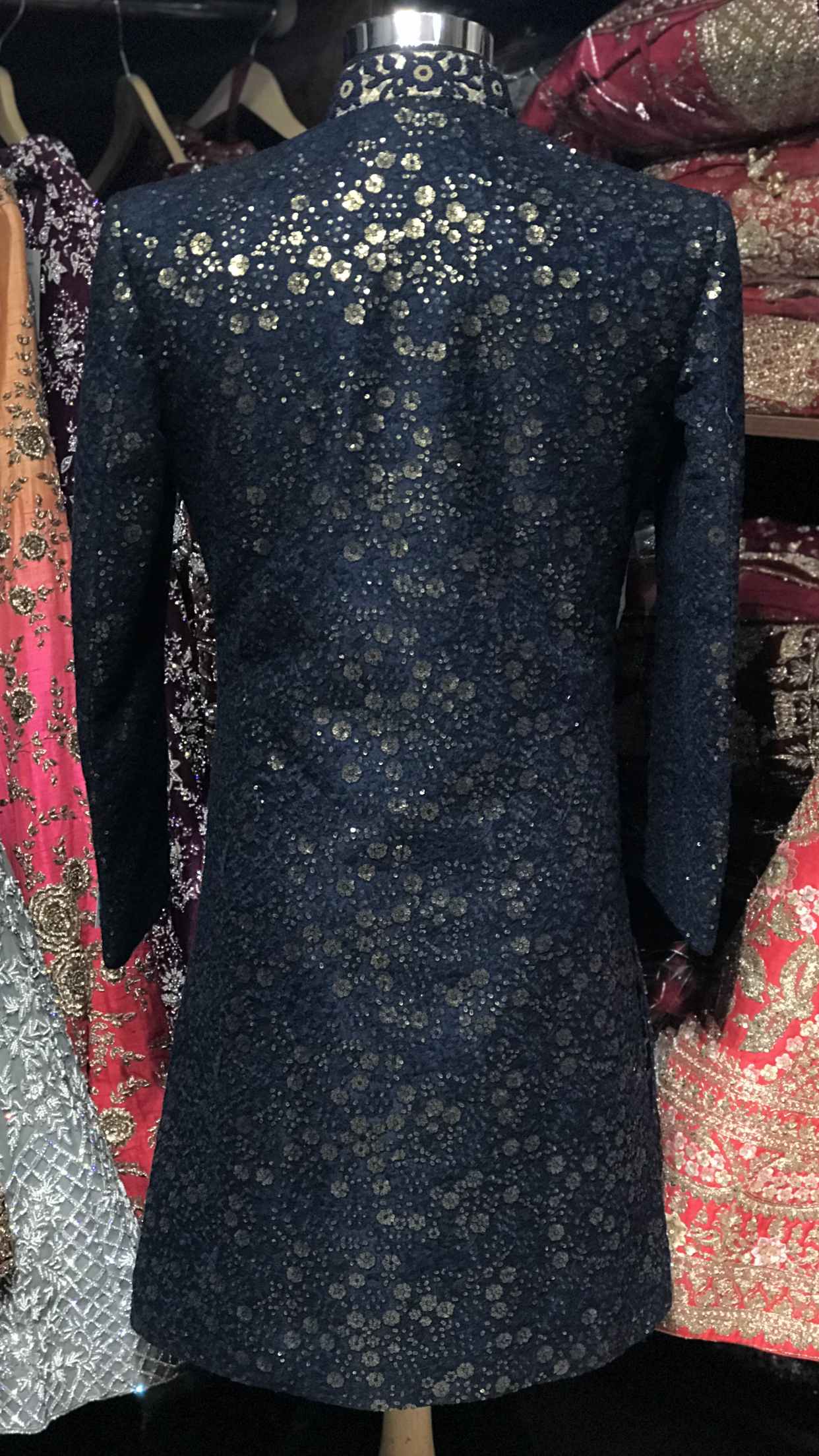 Navy Sequin Embroidery Sherwani