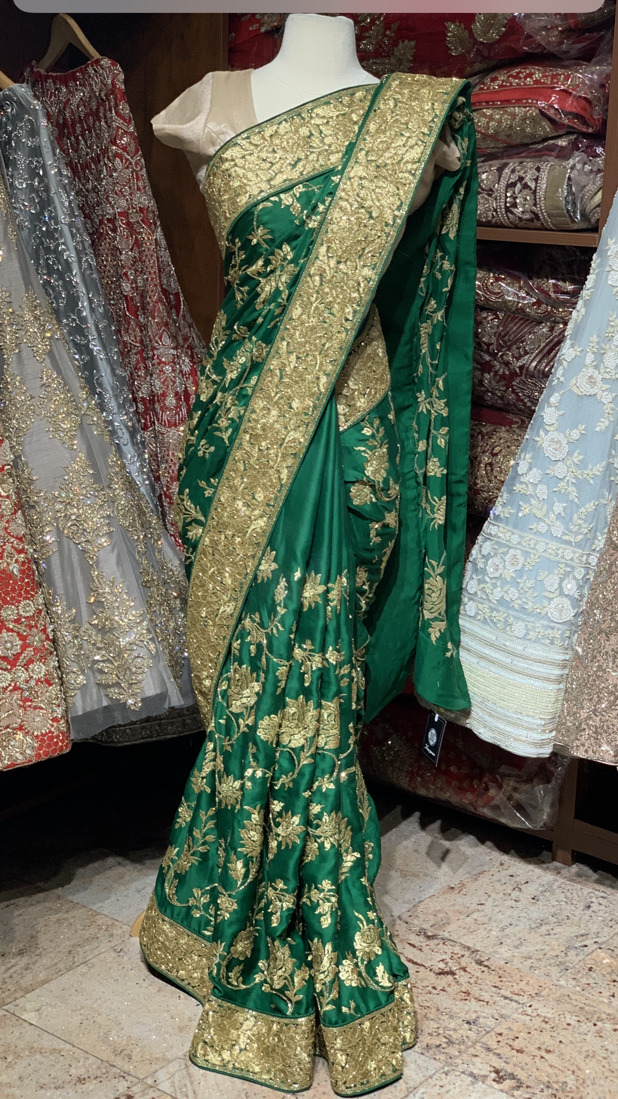 Bottle Green Kanchipuram Saree – ELAN Designer Studio