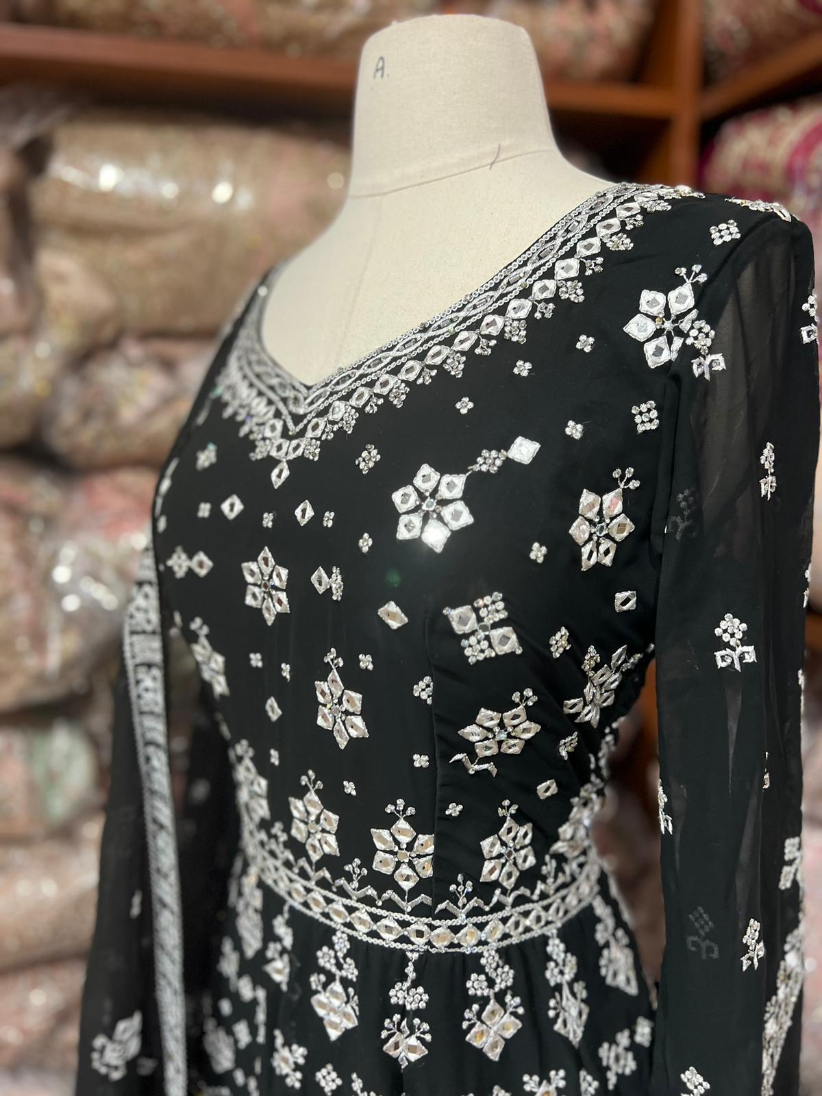 Ink Black Anarkali PWA-159