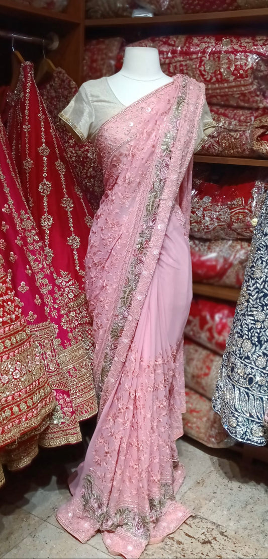 Carnation Pink Saree PWS-138