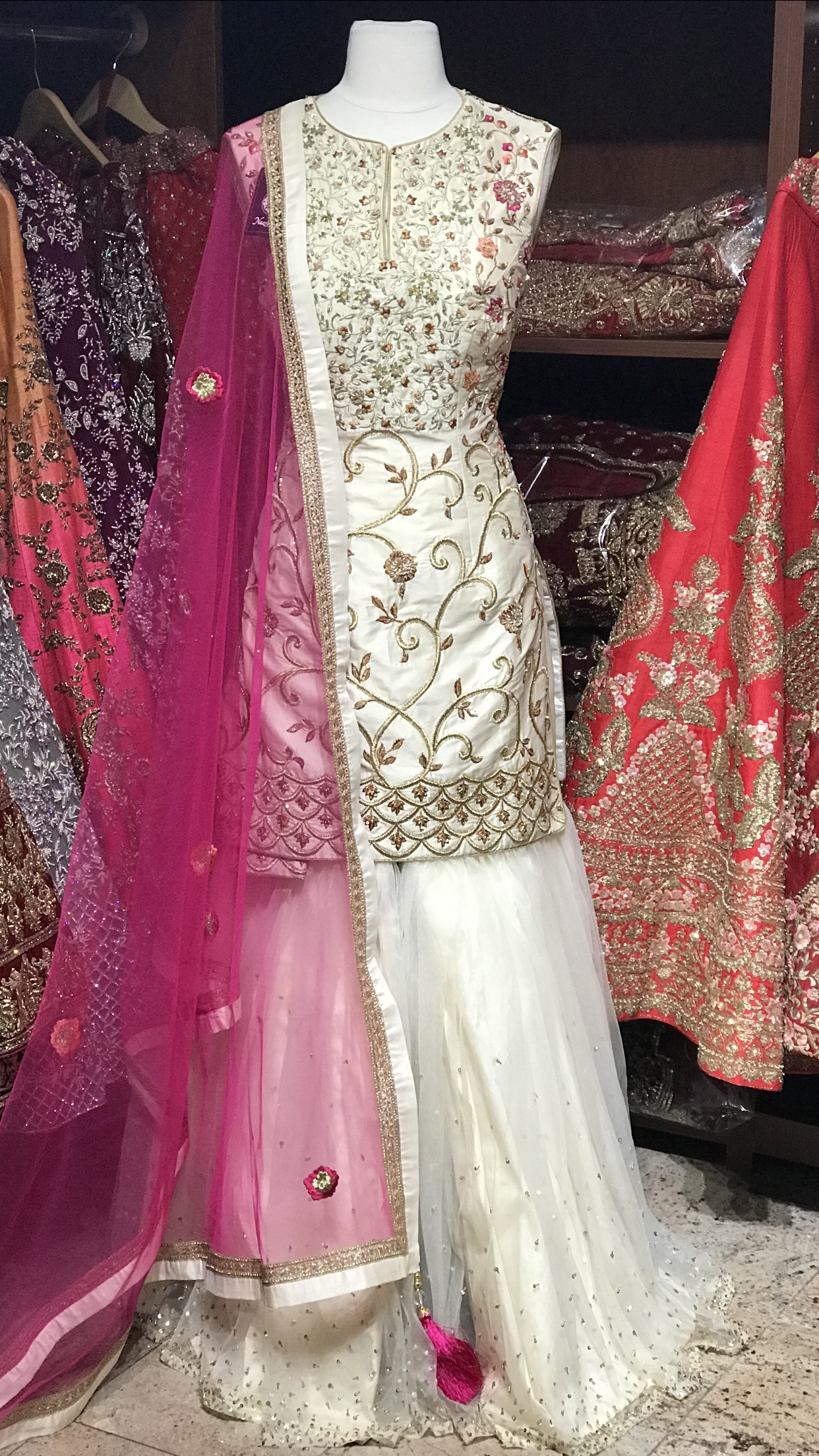 Ivory Pink Size 38 Bridal Gharara