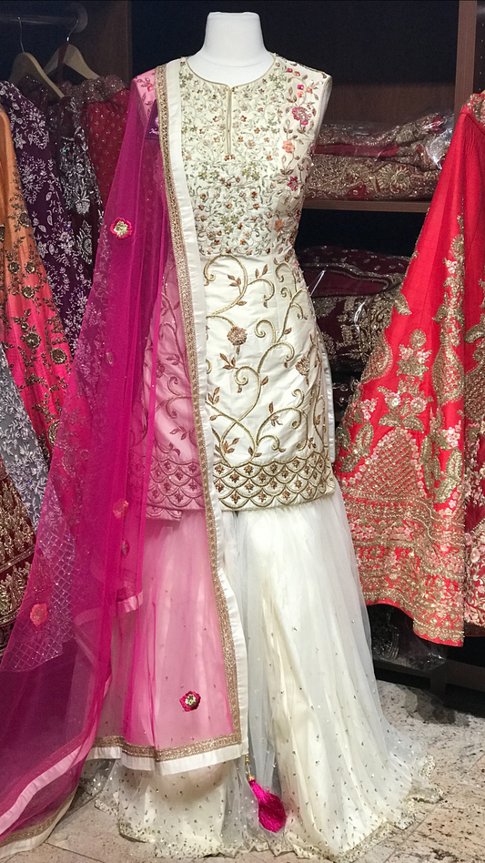 Ivory Pink Size 38 Bridal Gharara