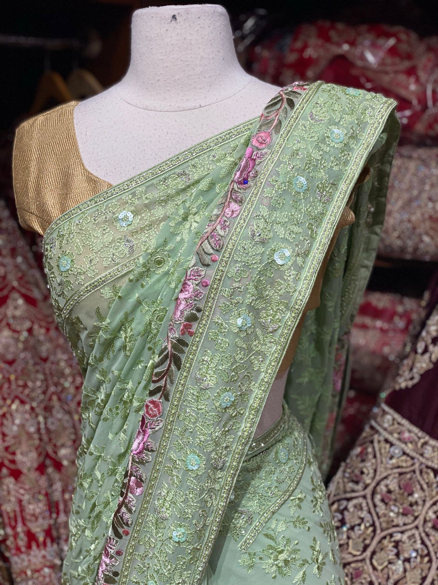 Mint Green Saree PWS-127