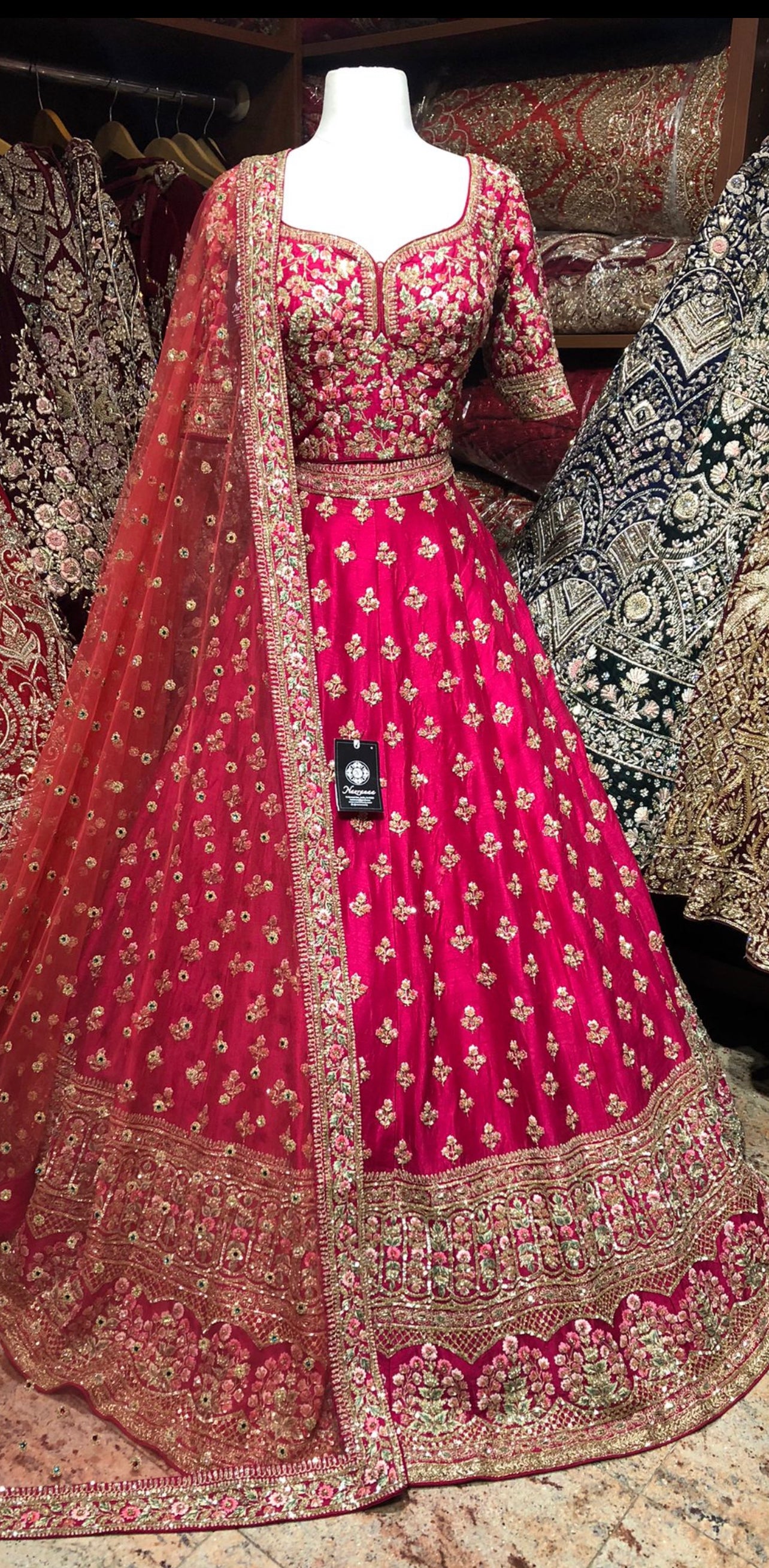 Mumtaz – Meticulously crafted lehenga choli ensemble in a vibrant tangerine red  color. Embellished fully with oxidized antique gold wor... | Instagram