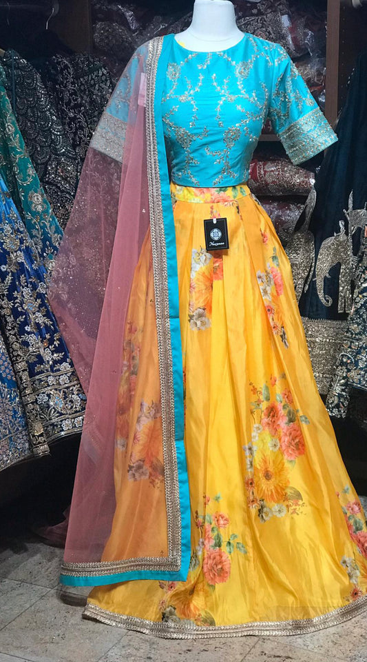 Yellow Size 42 Floral Lehenga