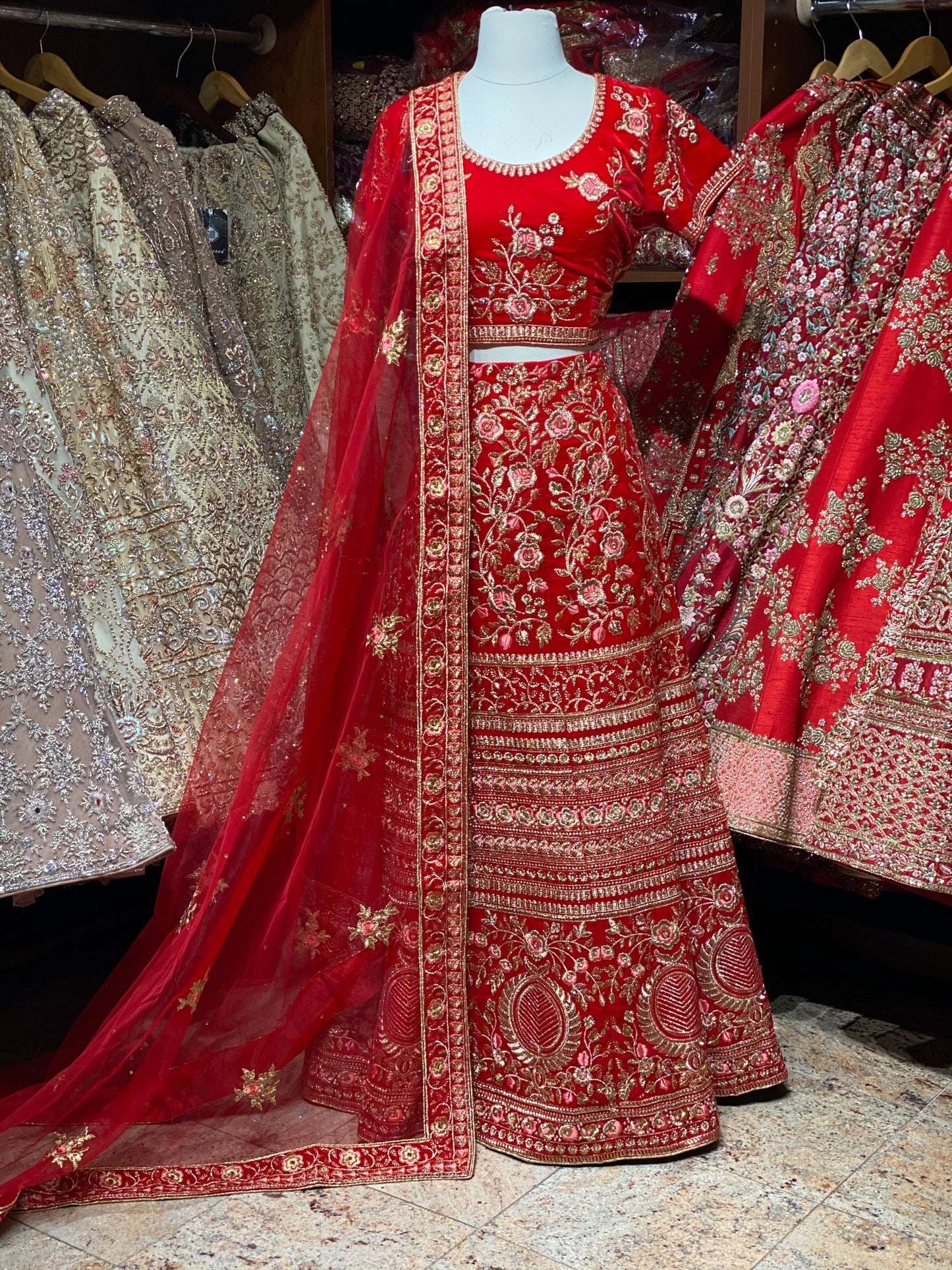 Crimson Red Party Wear Lehenga PWL-006