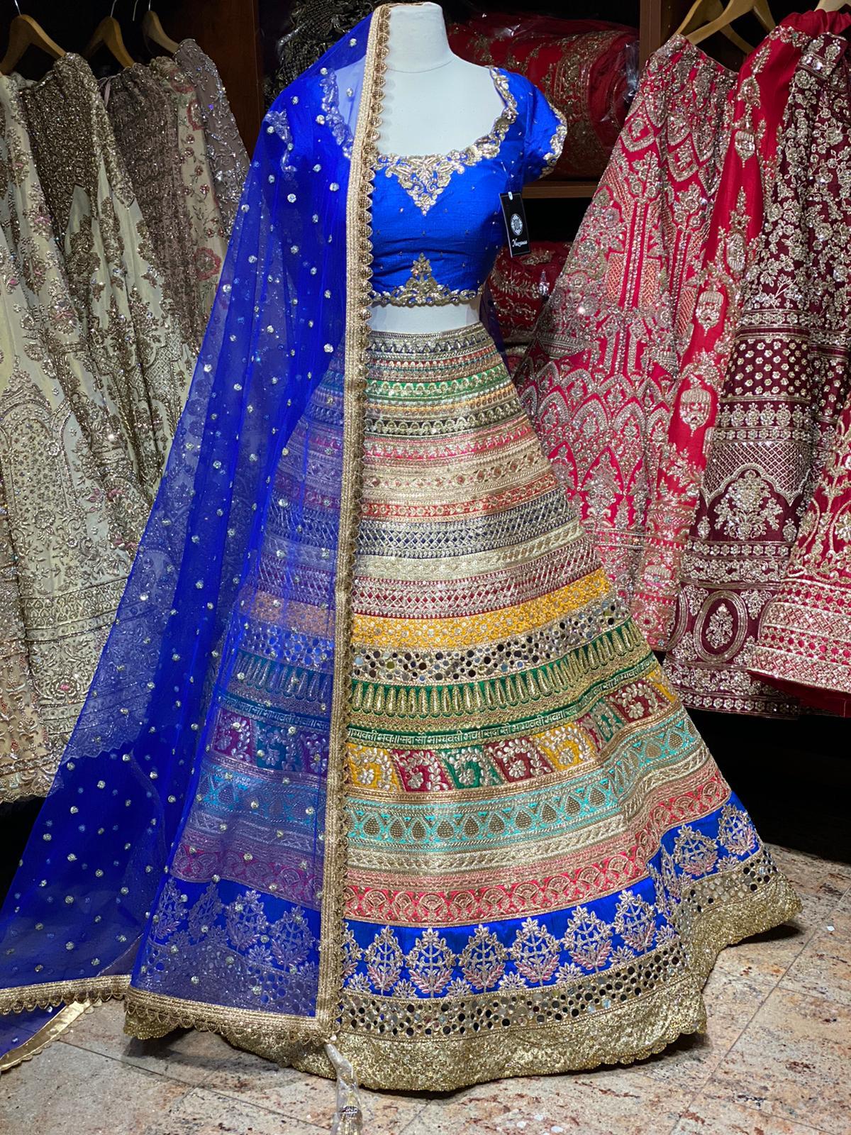 Royal Blue and Multicolor Party Wear Lehenga PWL-030