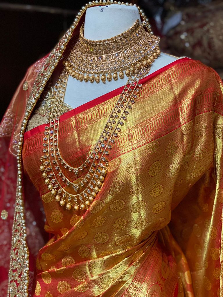 Orange Gold Pure Silk Kanjeevaram Saree PSK-05