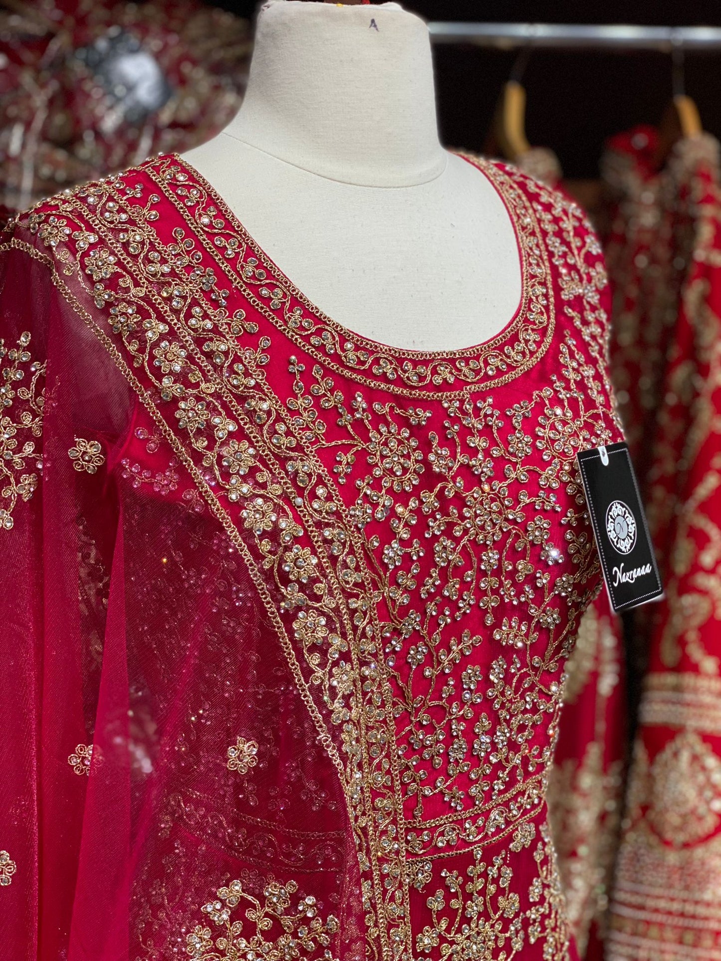 Carmine Red Anarkali PWA-050