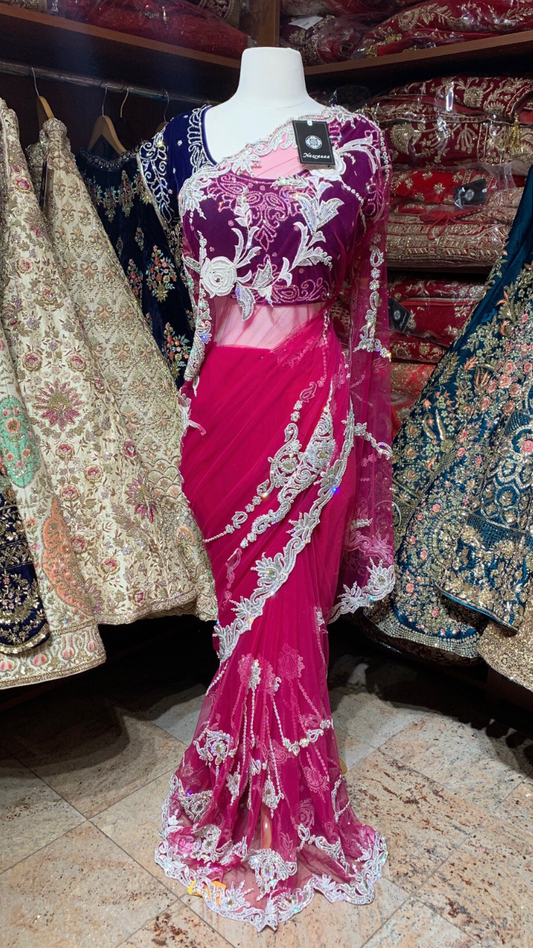 Net and Velvet Saree