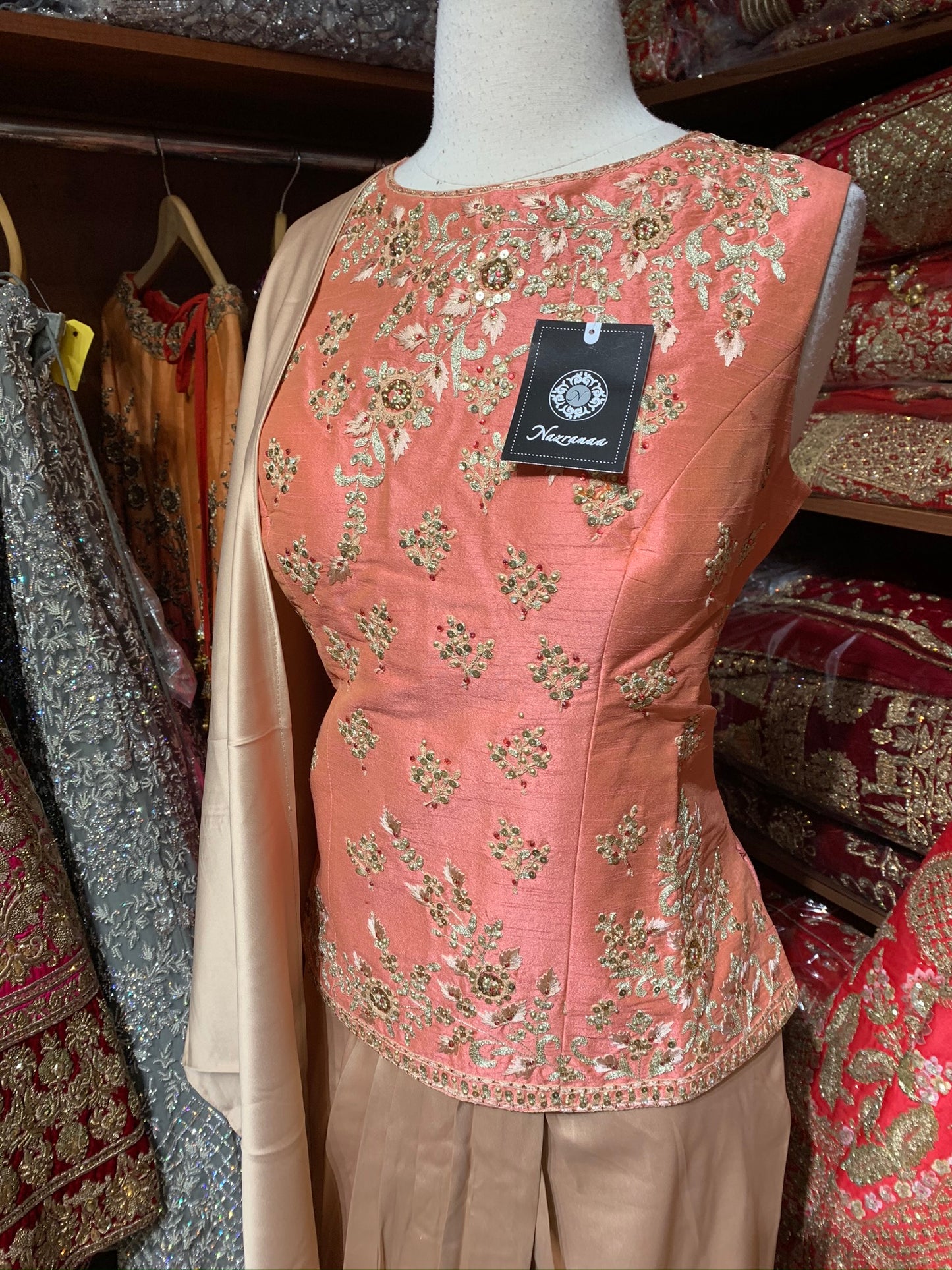 Peach Gold Size 42 Dhoti Suit