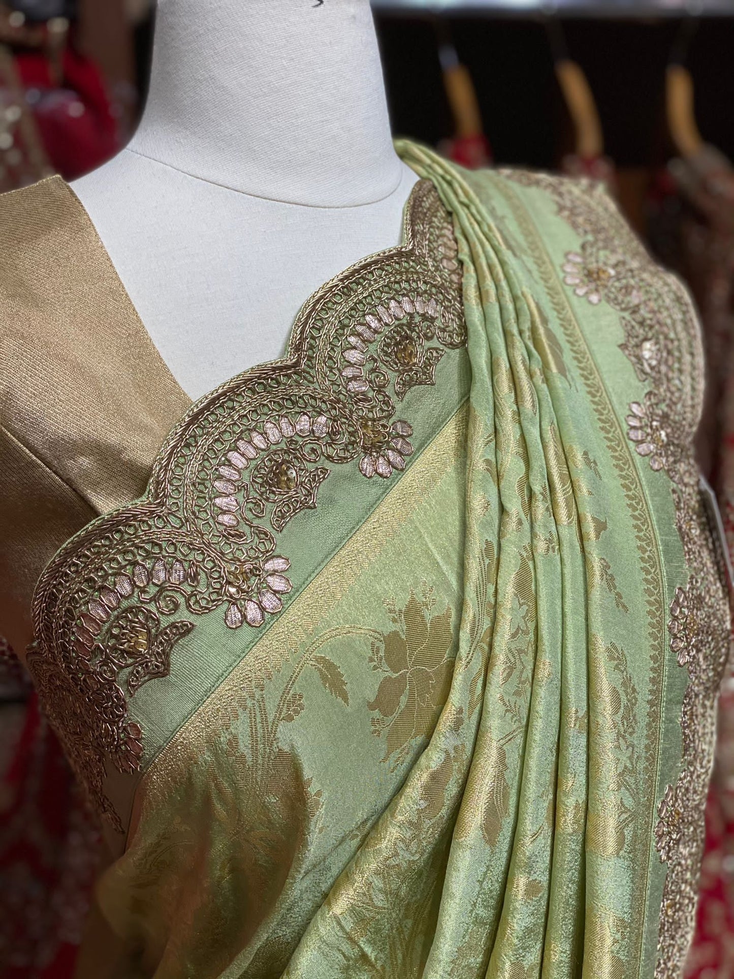 Sage Green Saree PWS-093