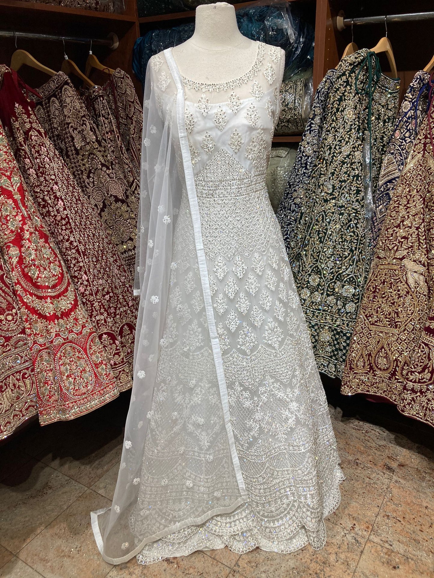 Jasmine White Anarkali PWA-115