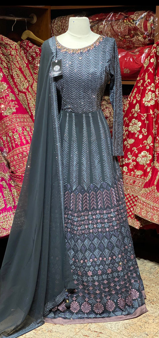 Gunmetal Gray Anarkali PWA-057