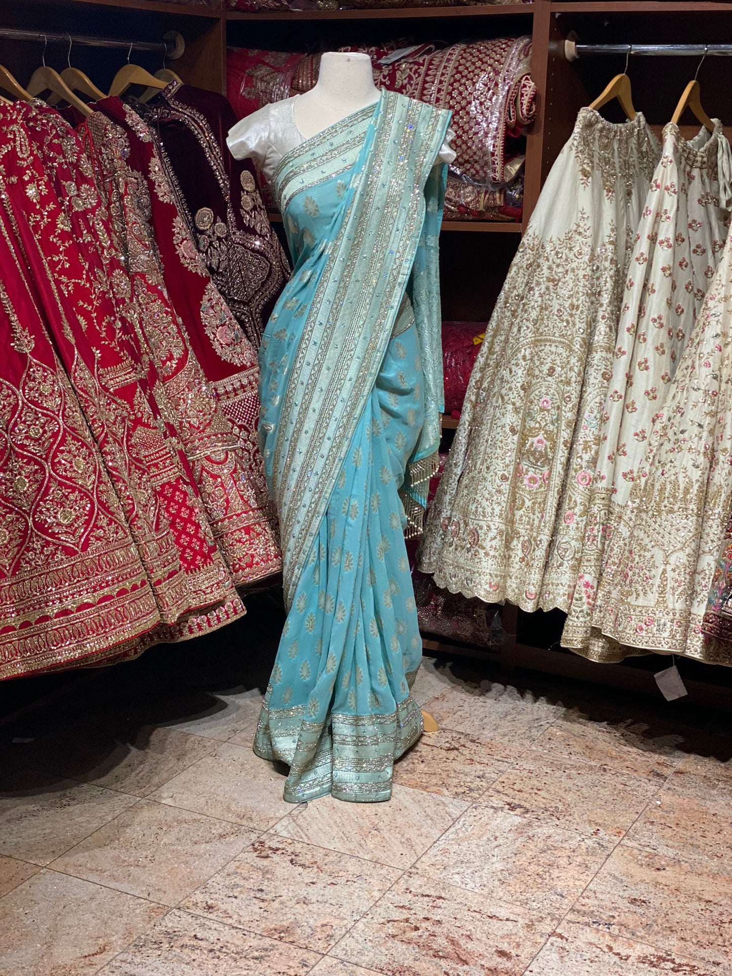 Sky Blue Saree PWS-103