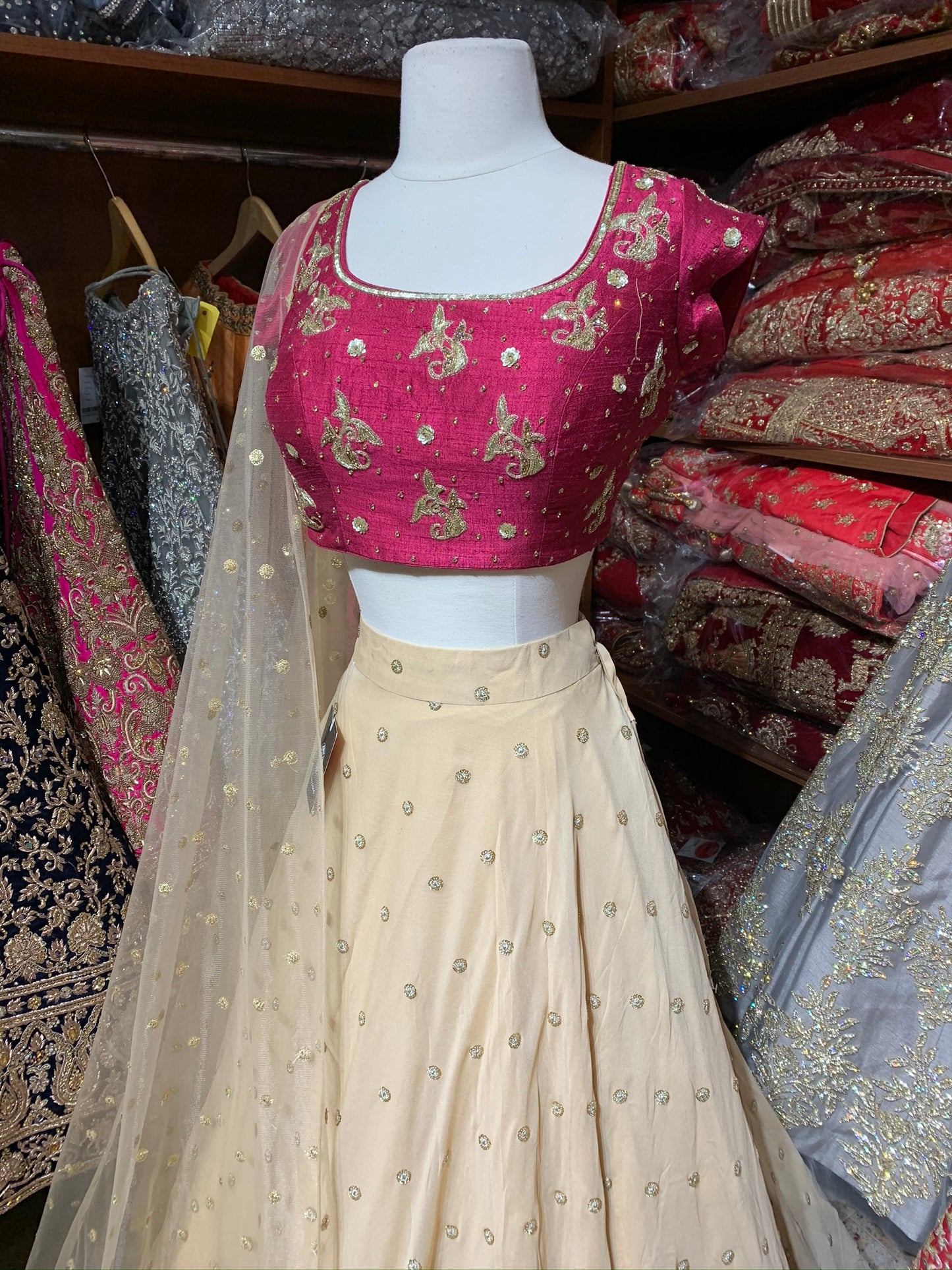 Gold Magenta Size 38 Lehenga