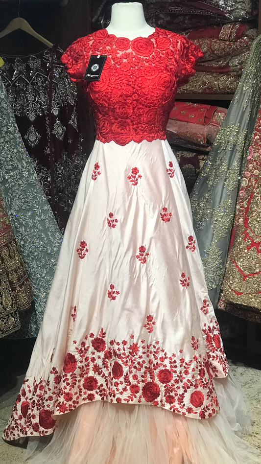 Blush Red Size 38 Floral Gown